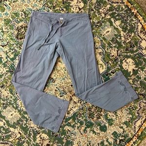Prana | embroidered drawstring blue pants | Sz small